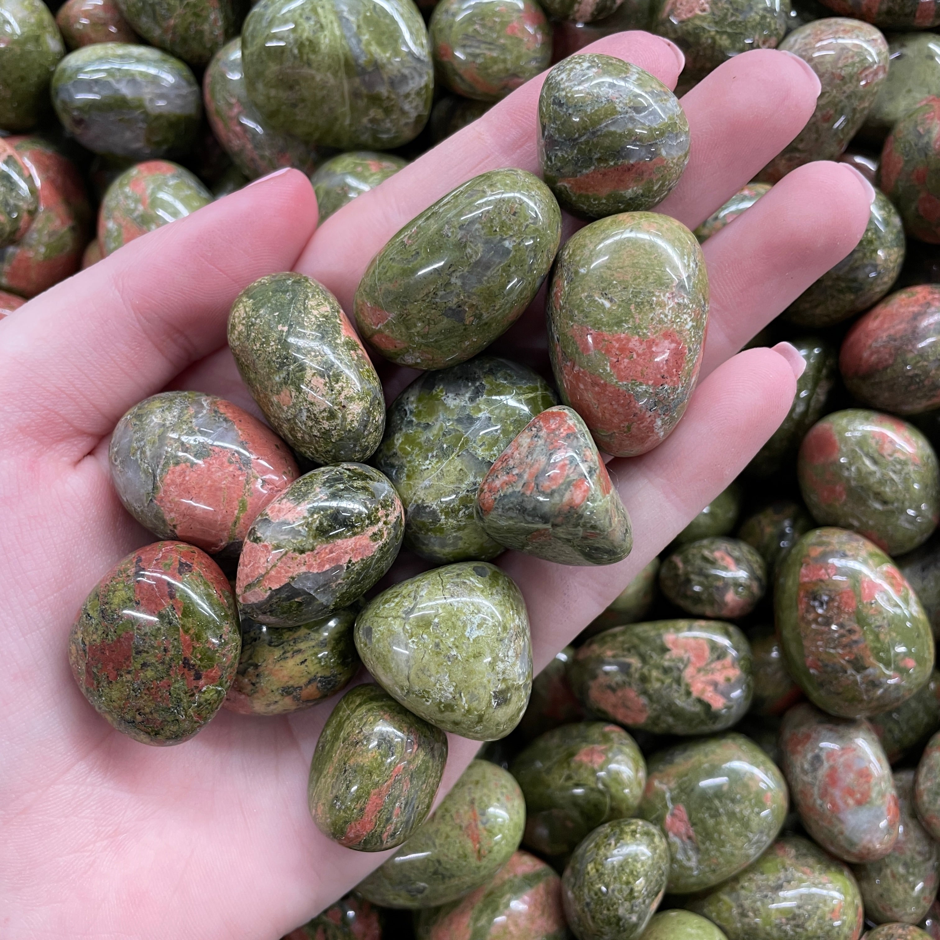 Unakite - Tumbled - 1 KG (50-70pcs) Unakite - Tumbled - 1 KG (50-70pcs)